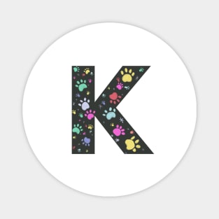 K letter with colorful paw print Magnet